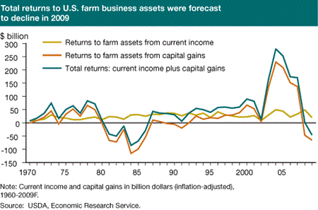 Total returns to U.S. farm business assets were forecastto decline in 2009