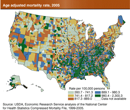 Age adjusted mortality rate 2005