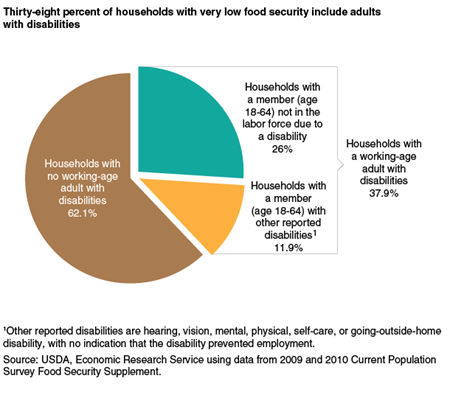 Thirty-eight percent of households with very low food security include adults with disabilities