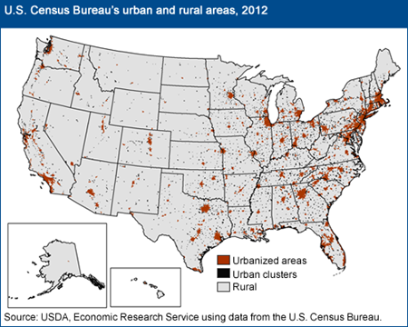 U.S. Census Bureau's urban and rural areas, 2012