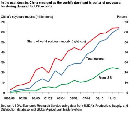 In the past decade, China emerged as the world's dominant importer of soybeans, bolstering demand for U.S. exports
