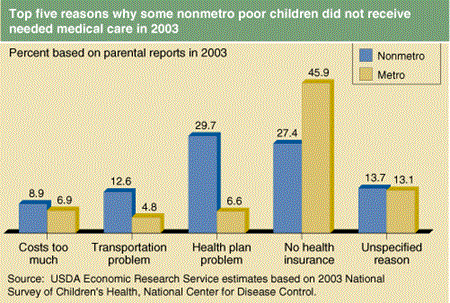 Top five reasons why some nonmetro poor children did not receive needed medical care in 2003