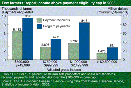 Few farmers* report income above payment eligibility cap in 2005