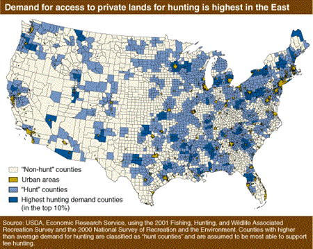 Map: Demand for access to private lands for hunting is highest in the East