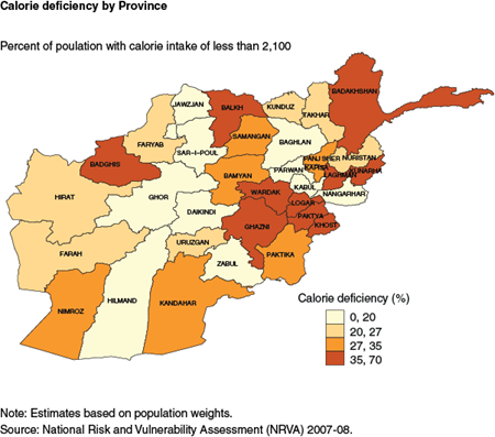 Calorie deficiency by Province