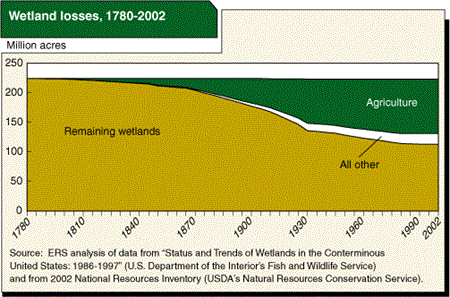 Wetland losses, 1780-2002.