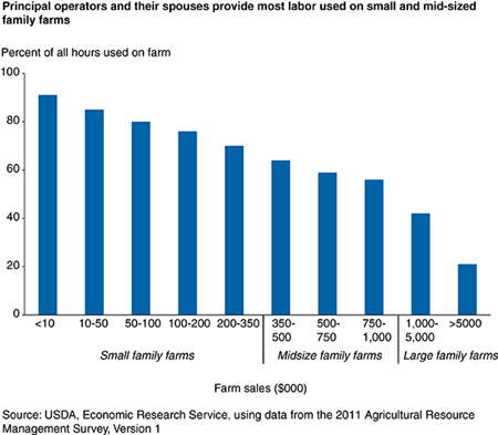 Principal operators and their spouses provide most labor used on small and mid-sized family farms