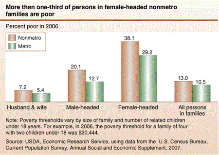 More than one-third of persons in female-headed nonmetro families are poor