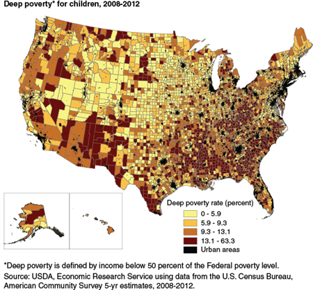 Deep poverty for children, 2008-2012