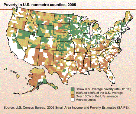 Poverty in U.S. nonmetro counties, 2005