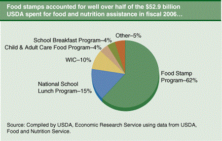 Food stamps accounted for well over half of the $52.9 billion  USDA spent for food and nutrition assistance in fiscal 2006...