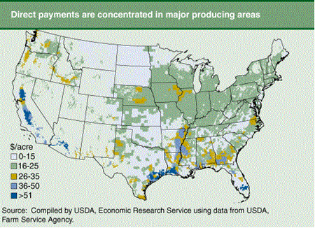 Direct payments are concentrated in major producing areas