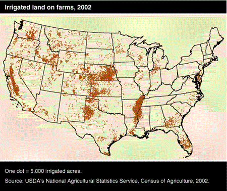 Irrigated land on farms, 2002