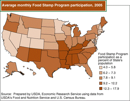 Average monthly Food Stamp Program participation, 2005