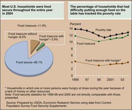 Most U.S. households were food secure throughout the entire year in 2004