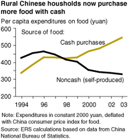 Rural Chinese households now purchase more food with cash