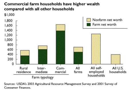 Commercial farm households have higher wealth compared with all other households