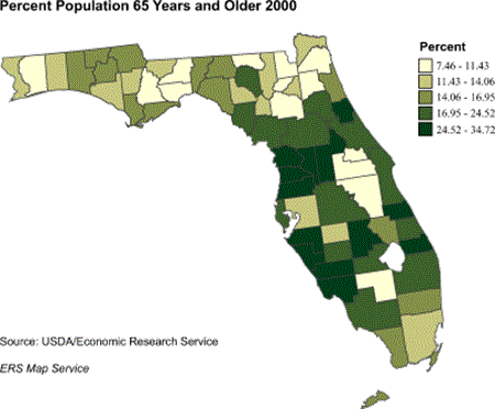 Florida: percent of population 65 years and older 2000