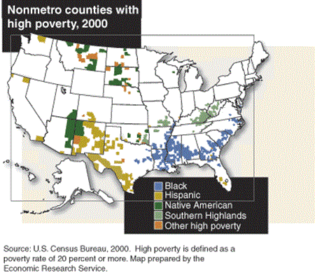 nonmetro counties with high poverty, 2000