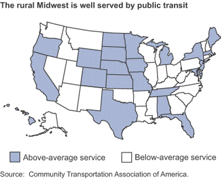 the rural Midwest is well served by public transit