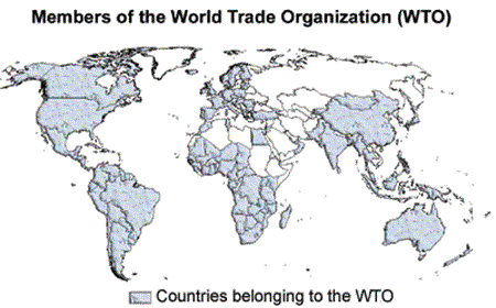 world map showing WTO members