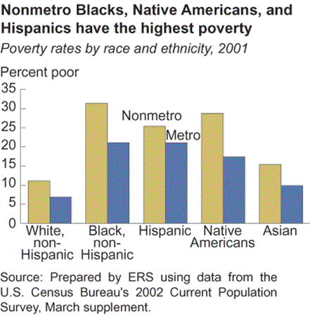 Nonmetro Blacks, Native Americans, and Hispanics have the highest poverty