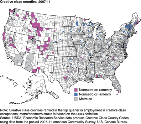 Creative class counties, 2007-11