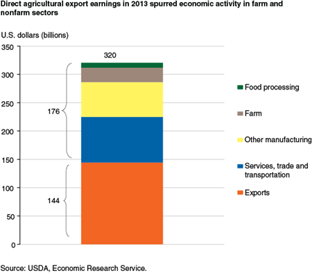 Direct agricultural export earnings in 2013 spurred economic activity in farm and nonfarm sectors