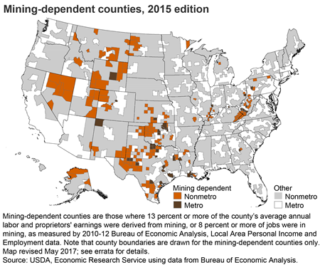 Mining-dependent counties, 2015 edition