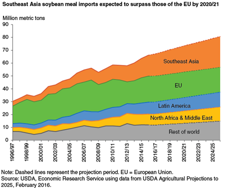 Southeast Asia soybean meal imports expected to surpass those of the EU by 2020/21