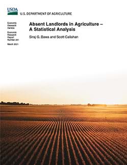 This is the cover of the Absent Landlords in Agriculture – A Statistical Analysis report.