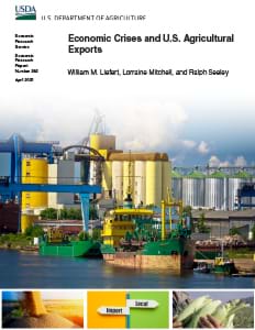 This is the cover thumbnail for the Economic Crises and U.S. Agricultural Exports report.