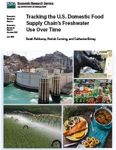 This is the cover image for the Tracking the U.S. Domestic Food Supply Chain’s Freshwater Use Over Time report.