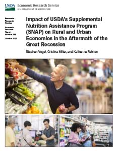 This is the cover image for the Impact of USDA's Supplemental Nutrition Assistance Program (SNAP) on Rural and Urban Economies in the Aftermath of the Great Recession report.
