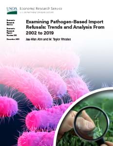 This is the cover image for the Examining Pathogen-Based Import Refusals: Trends and Analysis From 2002 to 2019 report.