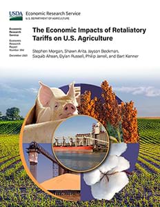This is the cover image for the The Economic Impacts of Retaliatory Tariffs on U.S. Agriculture report.