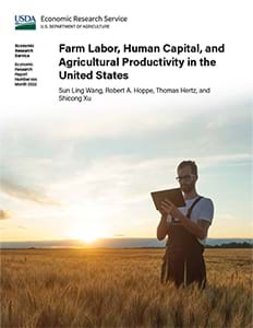 This is the cover image for the Farm Labor, Human Capital, and Agricultural Productivity in the United States report.