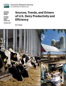 This is the cover image for the Sources, Trends, and Drivers of U.S. Dairy Productivity and Efficiency report.