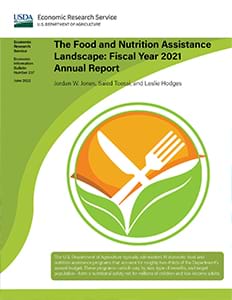 This is the cover image for the The Food and Nutrition Assistance Landscape: Fiscal Year 2021 Annual Report.