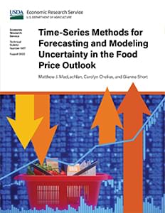 This is the cover image for the Time-Series Methods for Forecasting and Modeling Uncertainty in the Food Price Outlook report.