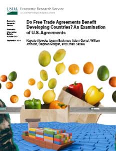This is the cover image for the Do Free Trade Agreements Benefit Developing Countries? An Examination of U.S. Agreements report.