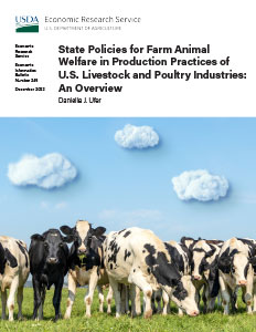 This is the cover image for the State Policies for Farm Animal Welfare in Production Practices of U.S. Livestock and Poultry Industries: An Overview report.