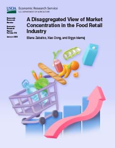 This is the cover image for the A Disaggregated View of Market Concentration in the Food Retail Industry report.