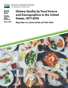 This is the cover image for the Dietary Quality by Food Source and Demographics in the United States, 1977–2018 report.