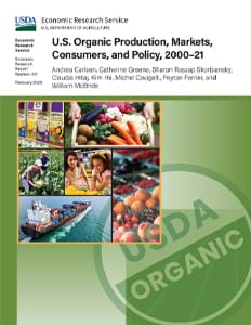 This is the cover image for the U.S. Organic Production, Markets, Consumers, and Policy, 2000–21 report.