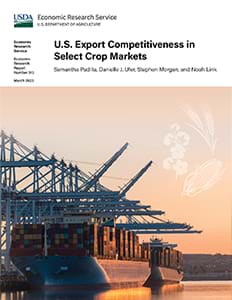 This is the cover image for the U.S. Export Competitiveness in Select Crop Markets report.