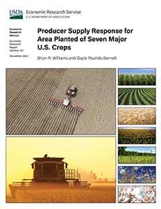 This is the cover image for the Producer Supply Response for Area Planted of Seven Major U.S. Crops report.