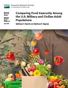 This is the cover image for the Comparing Food Insecurity Among the U.S. Military and Civilian Adult Populations report.