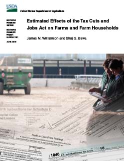 Cover consists of a photo collage depicting a couple in a farm setting examining paperwork with images of Federal income tax forms superimposed.