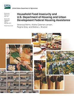 This is the cover image for the Household Food Insecurity and U.S. Department of Housing and Urban Development Federal Housing Assistance report.